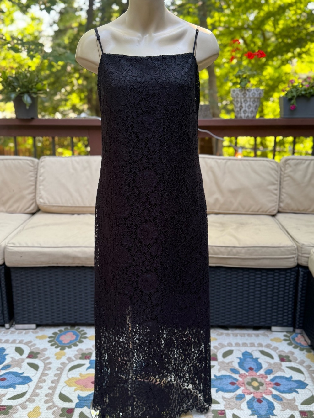 NEW Gap Black Lace Slip Dress Midi